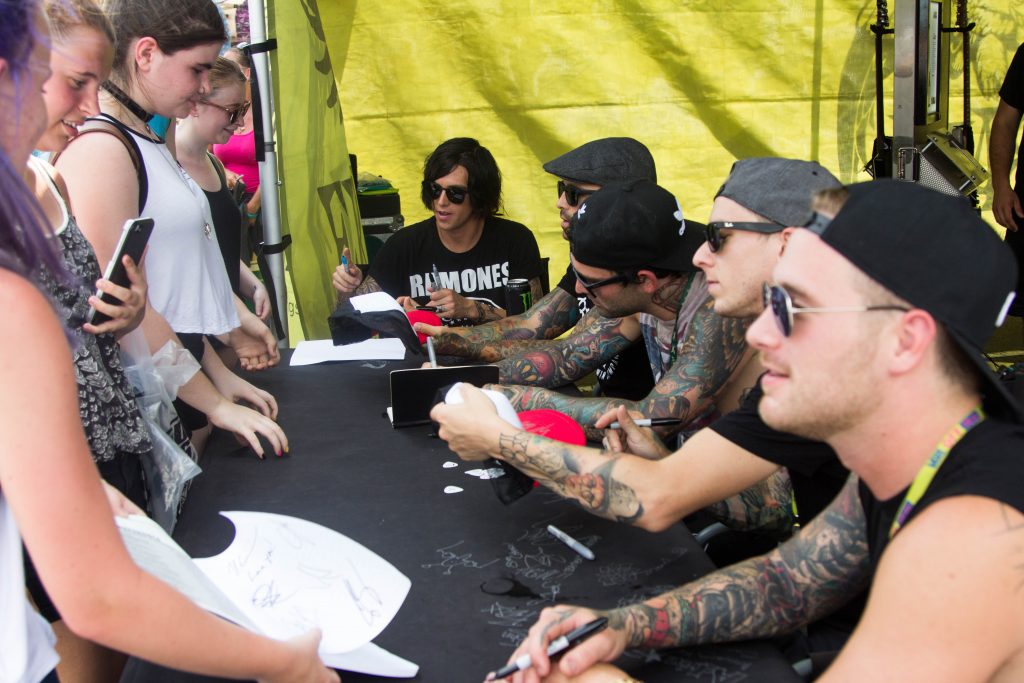 Sleeping With Sirens Signing at Ernie Ball Tent